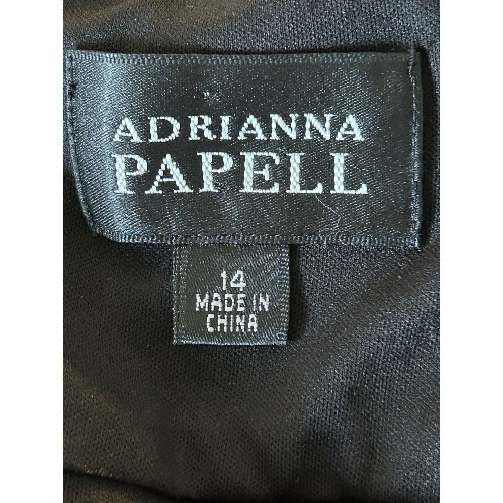 Adrianna Papell Dress Women's 14 Black V Neck Sleeveless Pleated Cocktail LBD - Picture 5 of 6